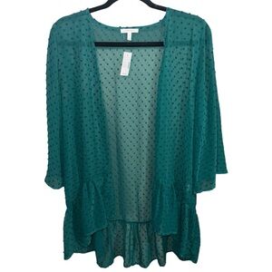 Maurice’s Medium Green Clip Dot Polka Dot Sheer Kimono